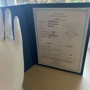 Tiffany & Co Platinum .29ct Solitaire Diamond Knife Edge Band Ring Size 7